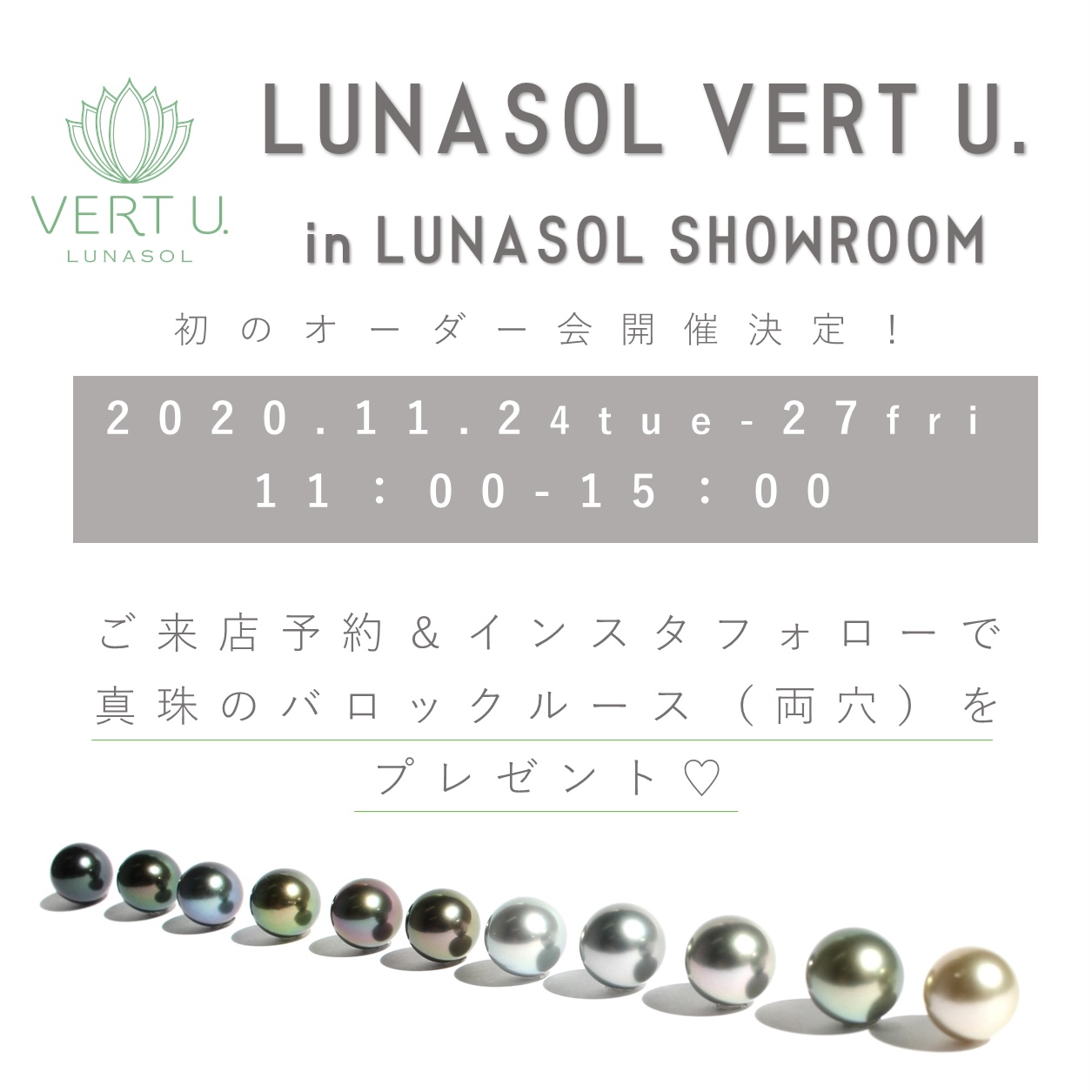LUNASOL VERT U. オーダー会＆ワークショップ開催決定！